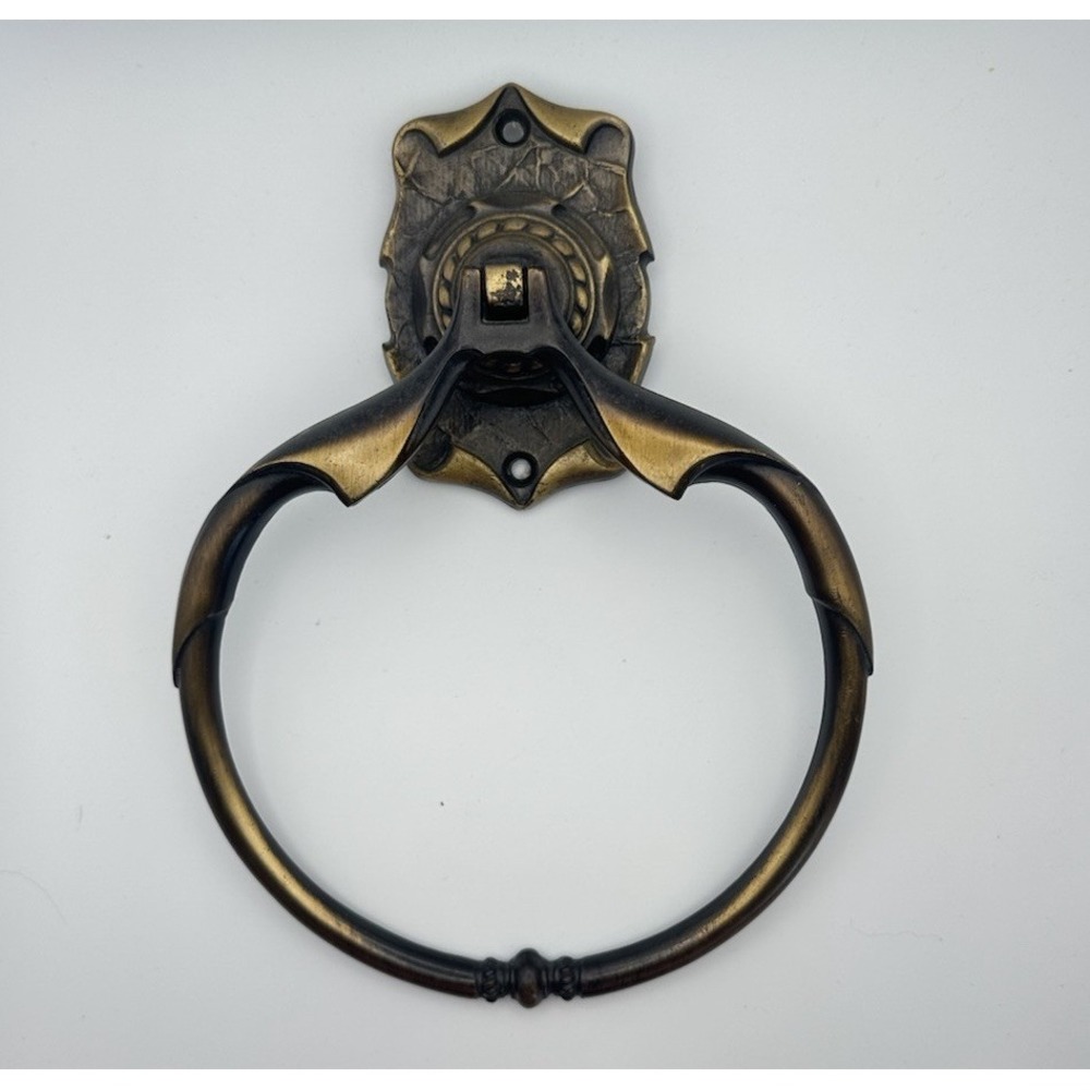 Vintage Amerock Carriage House Antique Brass Gold Tone Ring Towel Holders